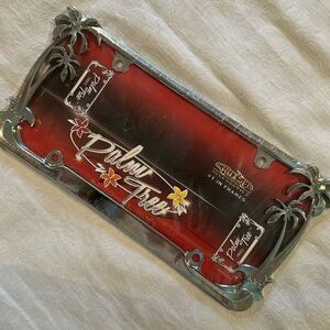 Palm Tree License Plate Frame Cruiser Silver